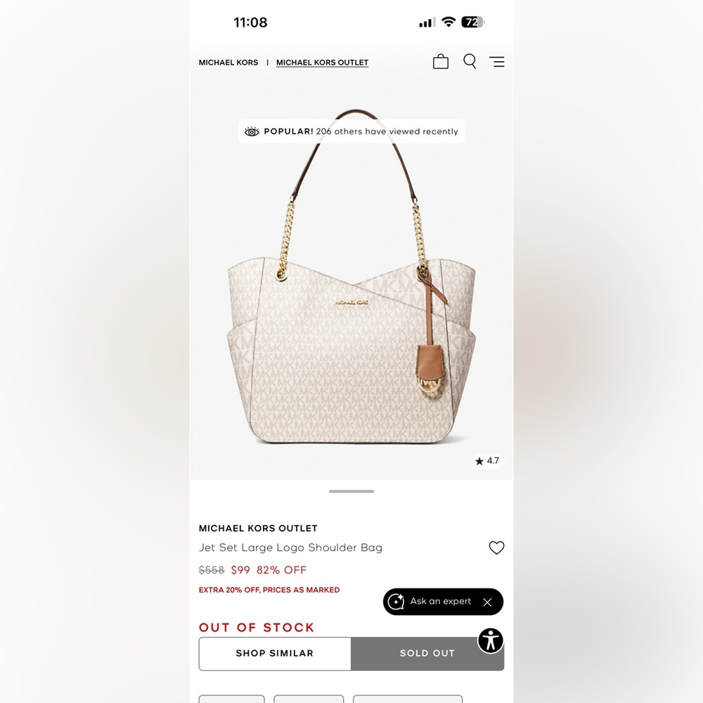 Michael Kors Large Jet Set Logo Signature Tote